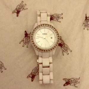 White Fossil Watch